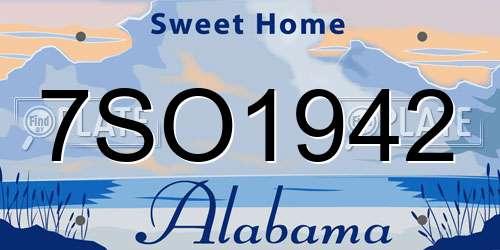 7SO1942 Alabama License Plate