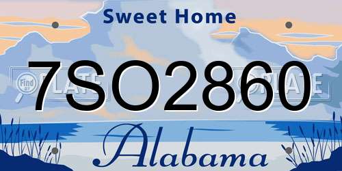 7SO2860 Alabama License Plate