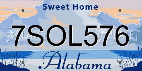 7SOL576 Alabama License Plate