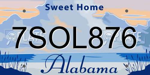 7SOL876 Alabama License Plate