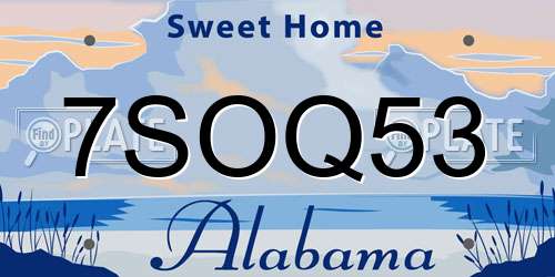 7SOQ53 Alabama License Plate