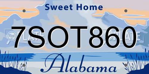 7SOT860 Alabama License Plate