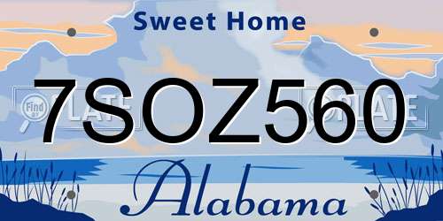 7SOZ560 Alabama License Plate