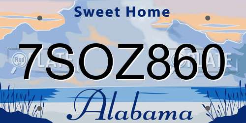 7SOZ860 Alabama License Plate