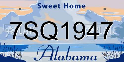7SQ1947 Alabama License Plate