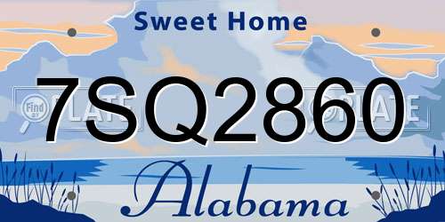 7SQ2860 Alabama License Plate