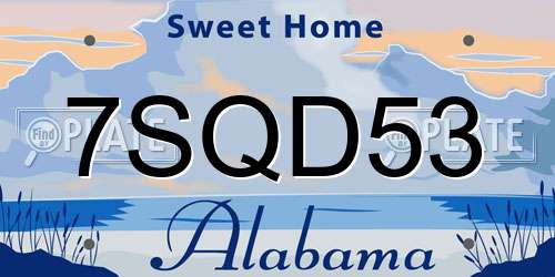 7SQD53 Alabama License Plate