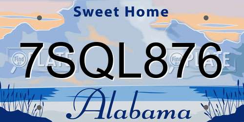 7SQL876 Alabama License Plate