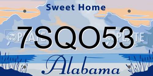 7SQO53 Alabama License Plate