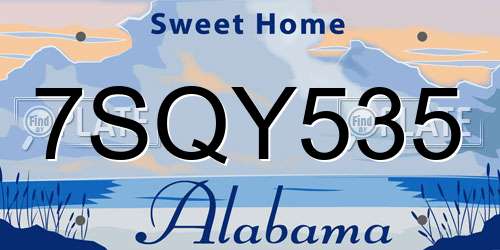 7SQY535 Alabama License Plate