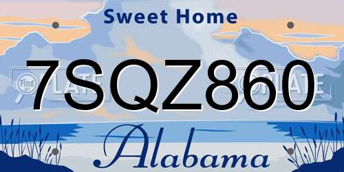 7SQZ860 Alabama License Plate