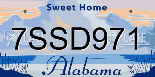 7SSD971 Alabama License Plate