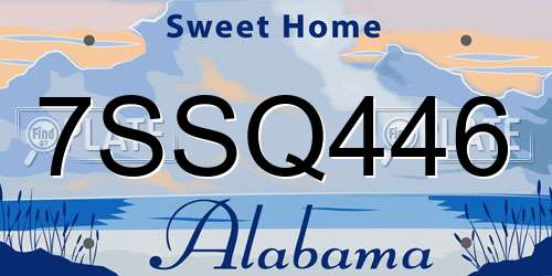 7SSQ446 Alabama License Plate