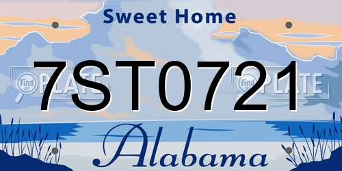 7ST0721 Alabama License Plate