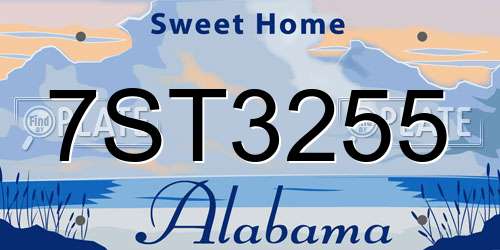 7ST3255 Alabama License Plate