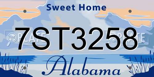 7ST3258 Alabama License Plate