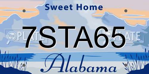7STA65 Alabama License Plate