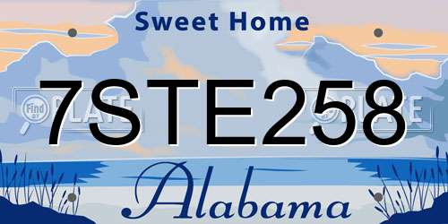 7STE258 Alabama License Plate