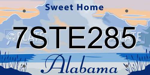 7STE285 Alabama License Plate