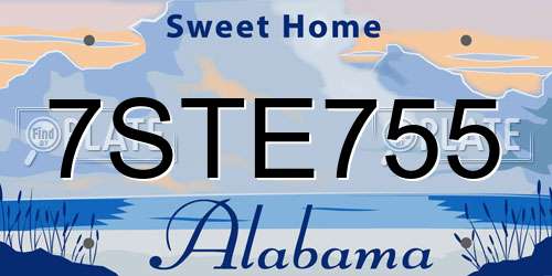 7STE755 Alabama License Plate