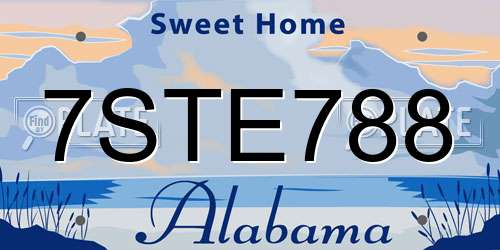7STE788 Alabama License Plate