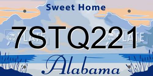 7STQ221 Alabama License Plate