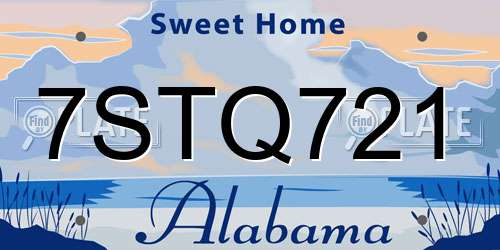 7STQ721 Alabama License Plate