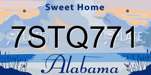 7STQ771 Alabama License Plate