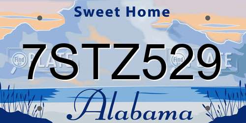 7STZ529 Alabama License Plate