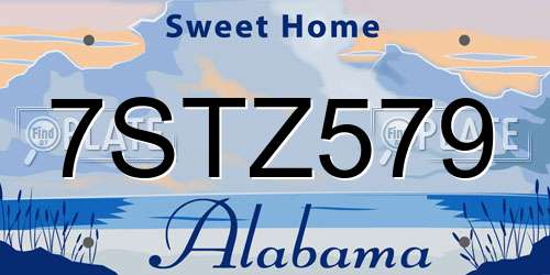 7STZ579 Alabama License Plate
