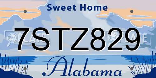 7STZ829 Alabama License Plate