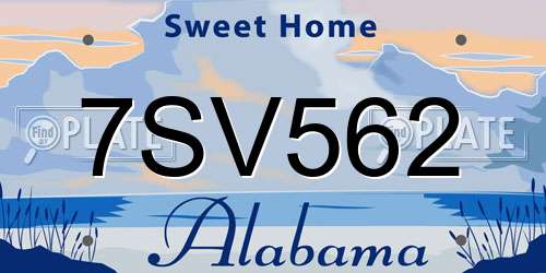 7SV562 Alabama License Plate
