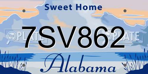 7SV862 Alabama License Plate