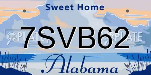7SVB62 Alabama License Plate