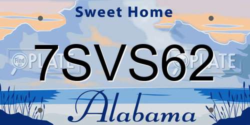 7SVS62 Alabama License Plate