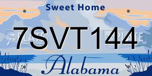7SVT144 Alabama License Plate