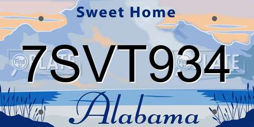7SVT934 Alabama License Plate