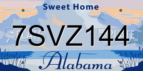 7SVZ144 Alabama License Plate