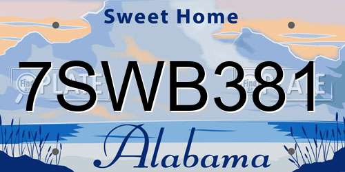 7SWB381 Alabama License Plate