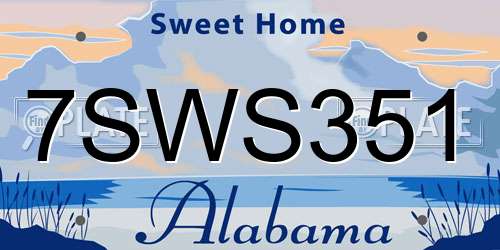7SWS351 Alabama License Plate