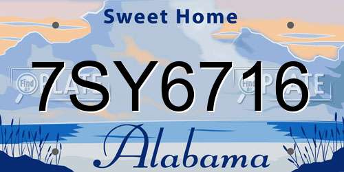 7SY6716 Alabama License Plate