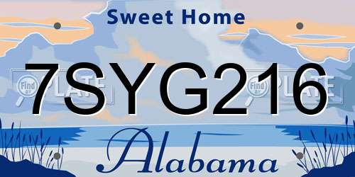 7SYG216 Alabama License Plate