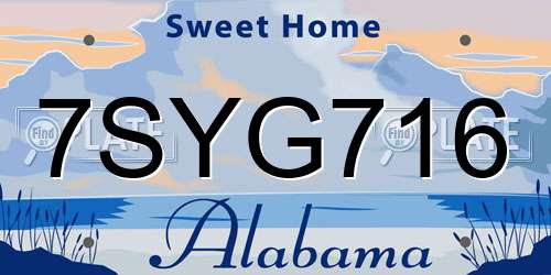 7SYG716 Alabama License Plate
