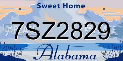 7SZ2829 Alabama License Plate
