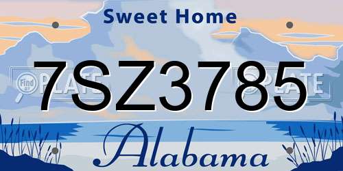 7SZ3785 Alabama License Plate
