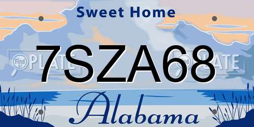 7SZA68 Alabama License Plate