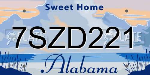 7SZD221 Alabama License Plate