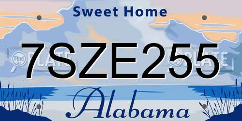 7SZE255 Alabama License Plate