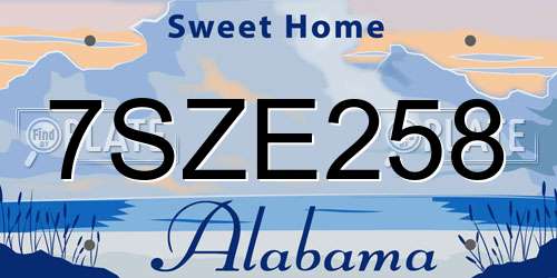 7SZE258 Alabama License Plate