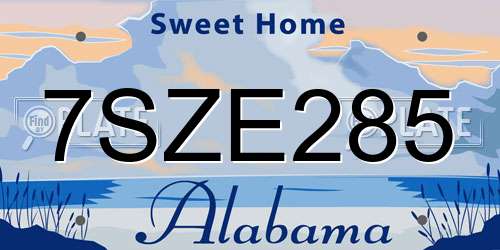 7SZE285 Alabama License Plate